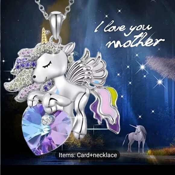 Women's necklace wing Pony granddaughter new d99 - Picture 2 of 3